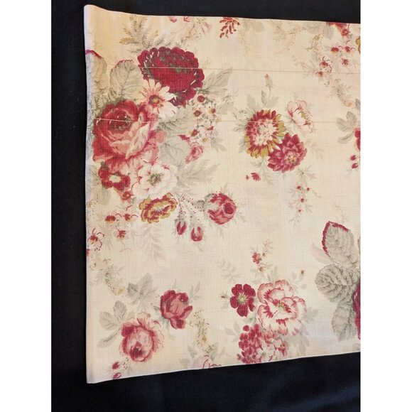 Waverly Garden Room Wide Valance Curtain Red Floral Cabbage Rose on Ivory 80x19 - Picture 2 of 5